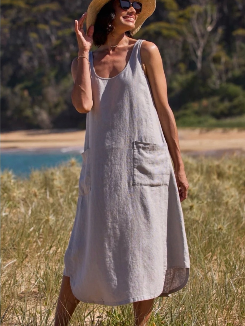 Nomad The Label The Laurel French Linen Dress in Fog, Size XXS - new without tag